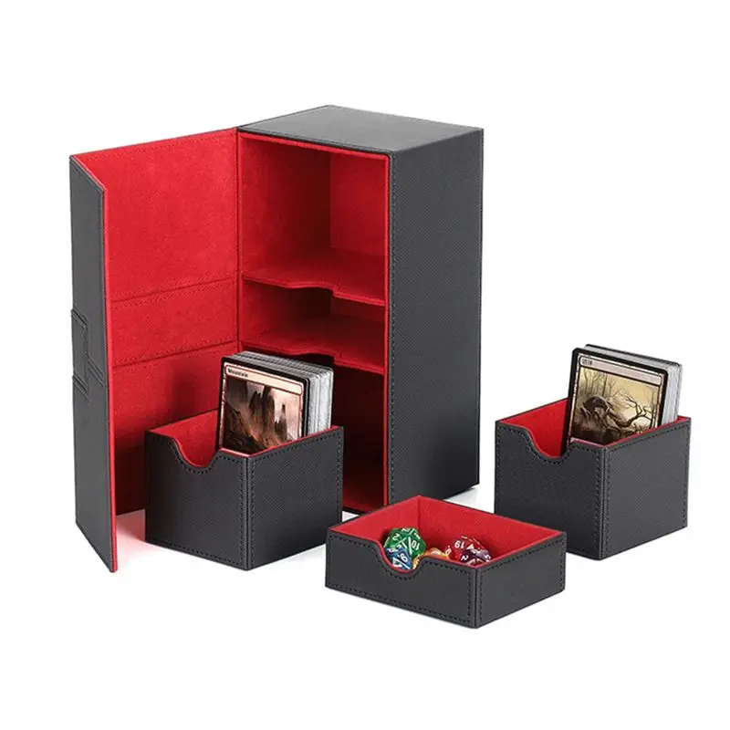 A74E-Multifunction Case Container Card Box Card Protector Card Deck Boxes Holds 200+ Card Carrying Organiser Case