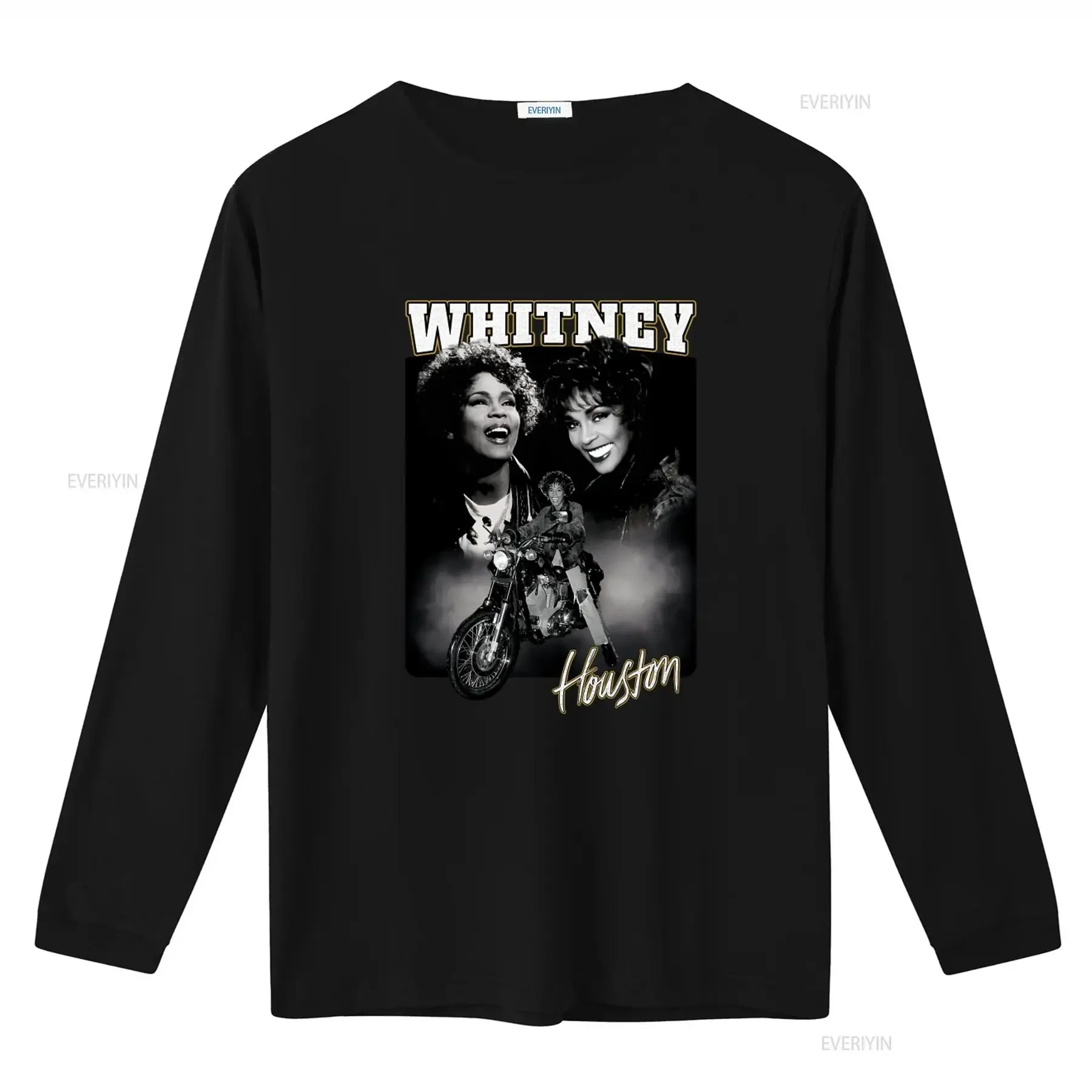 Whitney Houston Men's T Shirt The Voice On A Bike Official Montage Music Legend Tribute vintage Washed Versatile Breathable