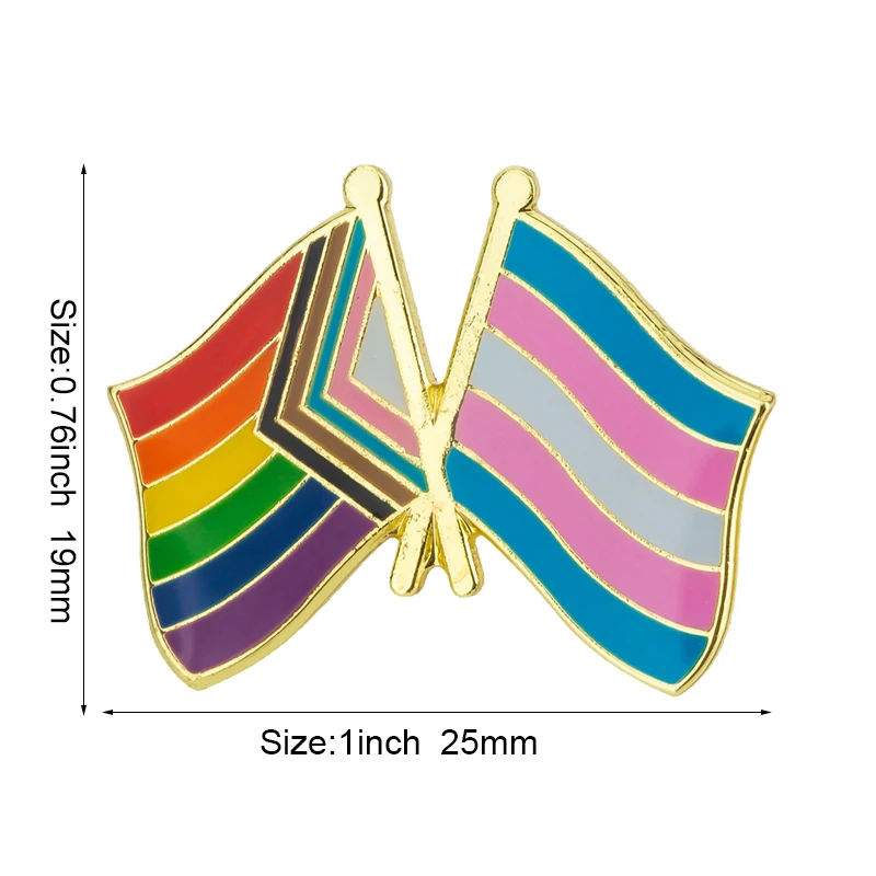 Progress &Transgender Flag Metal Soft Enamel Lapel Badge Pins Brooches