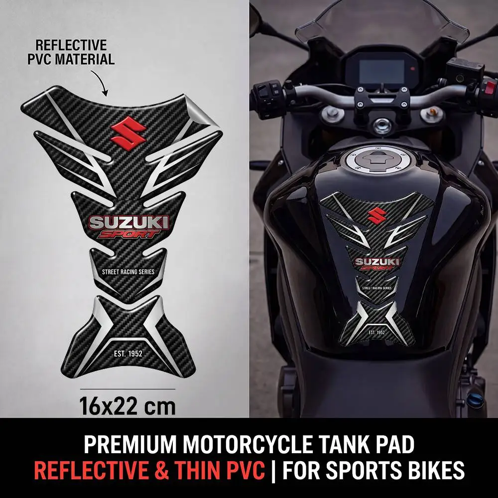 

FOR SUZUKI Motorcycle PVC Tank Pad Tank Cap Protector Racing Sticker Universal