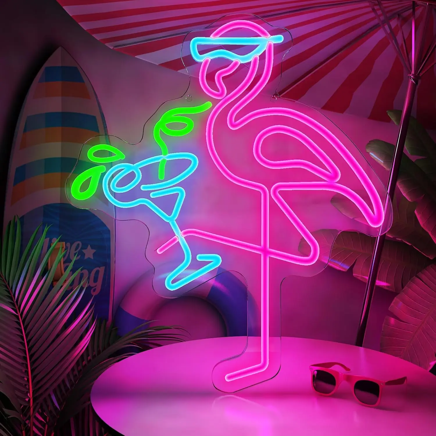 

Flamingo Neon Sign Dimmable Efficient Night light for Pub Bedroom Hotel Man Cave Decor Beach Party Wall Decor Birthday Art Gifts