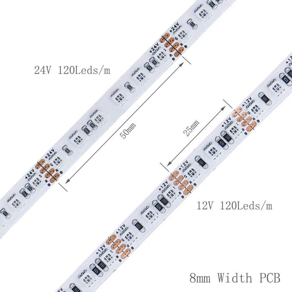 3535SMD RGB LED Strip Light Super Bright 8mm PCB 120Leds/m Color Changeable Flexible Led Tape IP30 Home Decoration DC12V/24V