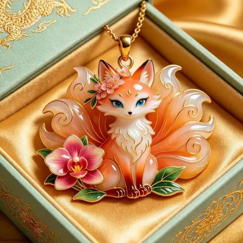Cute Lucky Dragon Pendant Necklace With Gold Plated Chain Iridescent Enamel Fu Blessing Daily Wear New Year Gifting