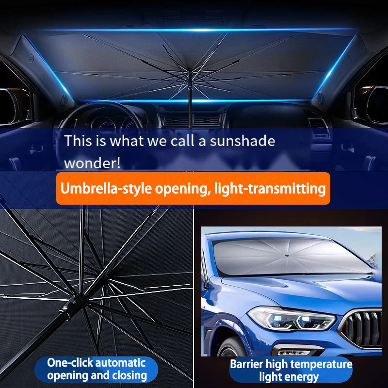Car parasol inside the front windshield sunscreen sunshade artifact car sunscreen insulation sunshade portable storage image 6