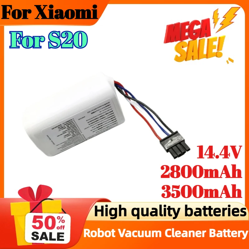

14.4V 2800mAh 3500mAh Robot Vacuum Cleaner Battery for Xiaomi S20 High Capacity Long Endurance Sweeping Robot Battery