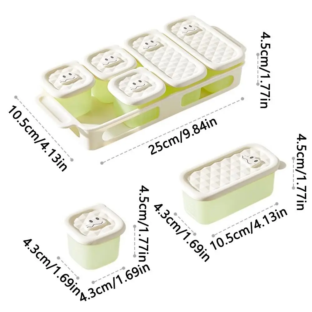 3/4/6 Grid Design Baby Food Freezer Tray Square Shape Food Grade Silicone Ice Cube Mold Easy To Release with Lid