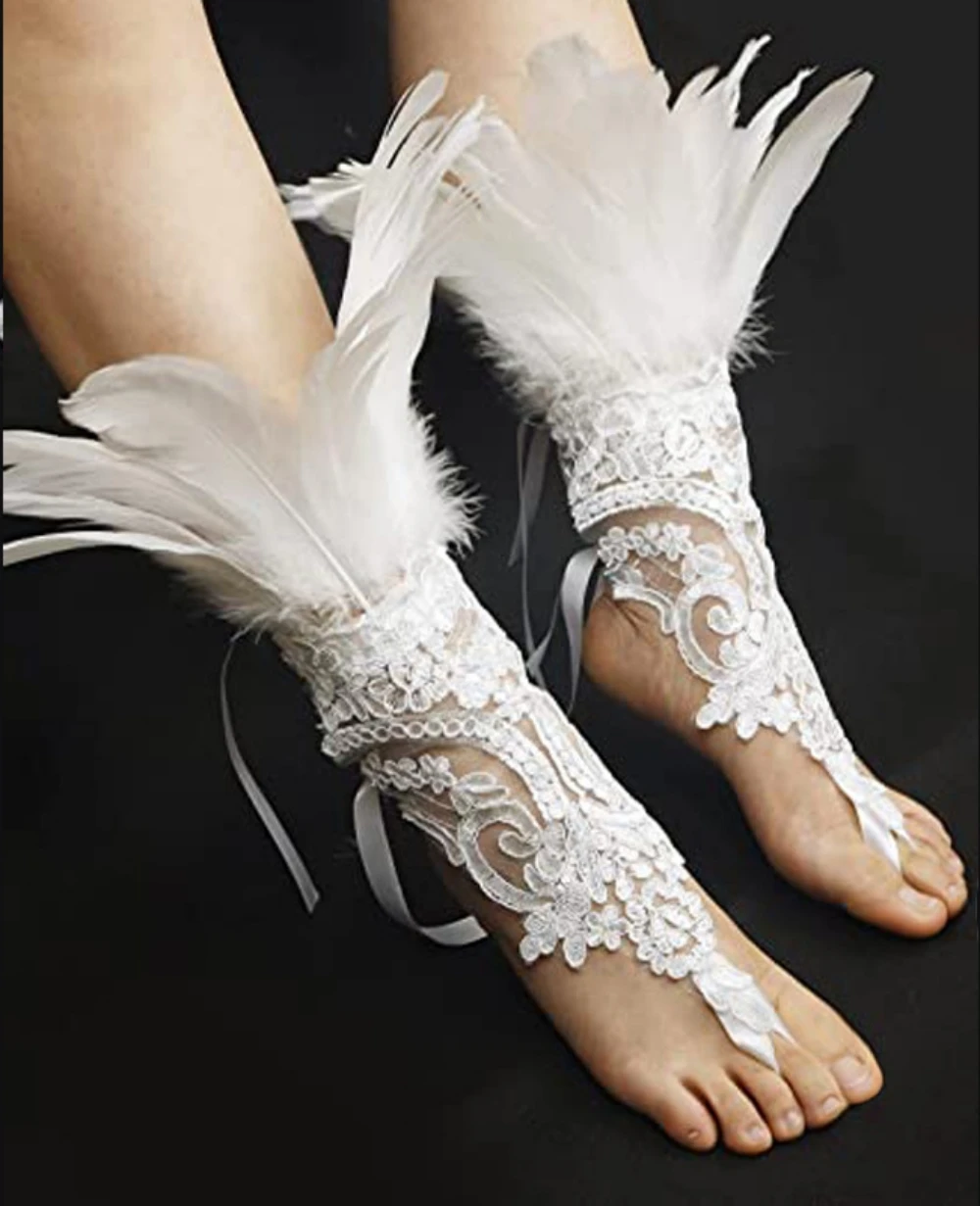 Nuovo arrivo Feather Wedding cavigliere Decor accessori per catena a piedi nudi Lady Bridal Beach Foot Jewelry Chain ricamo Design