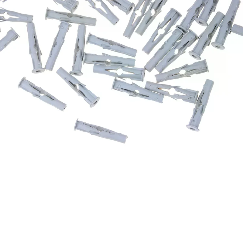50pcs Plastic Expansion Pipe Column Concrete Anchor Wall Plug Gray For Home Garden DIY Application