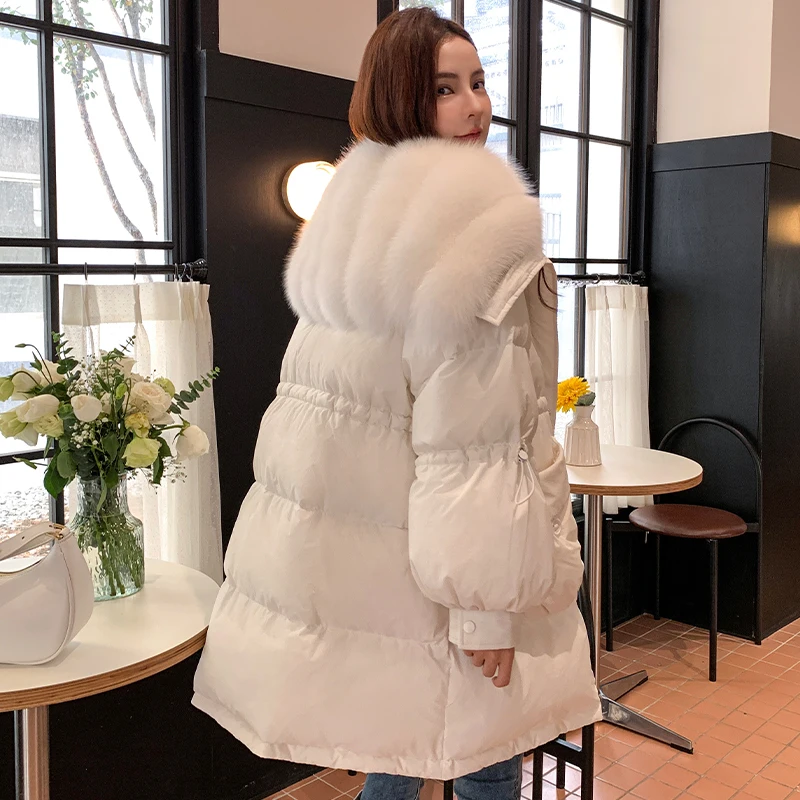 New 90% White Goose Down Jackets Thick With Big Real Natural Fox Fur Collar Puffer Jacket Winter Warm Coats