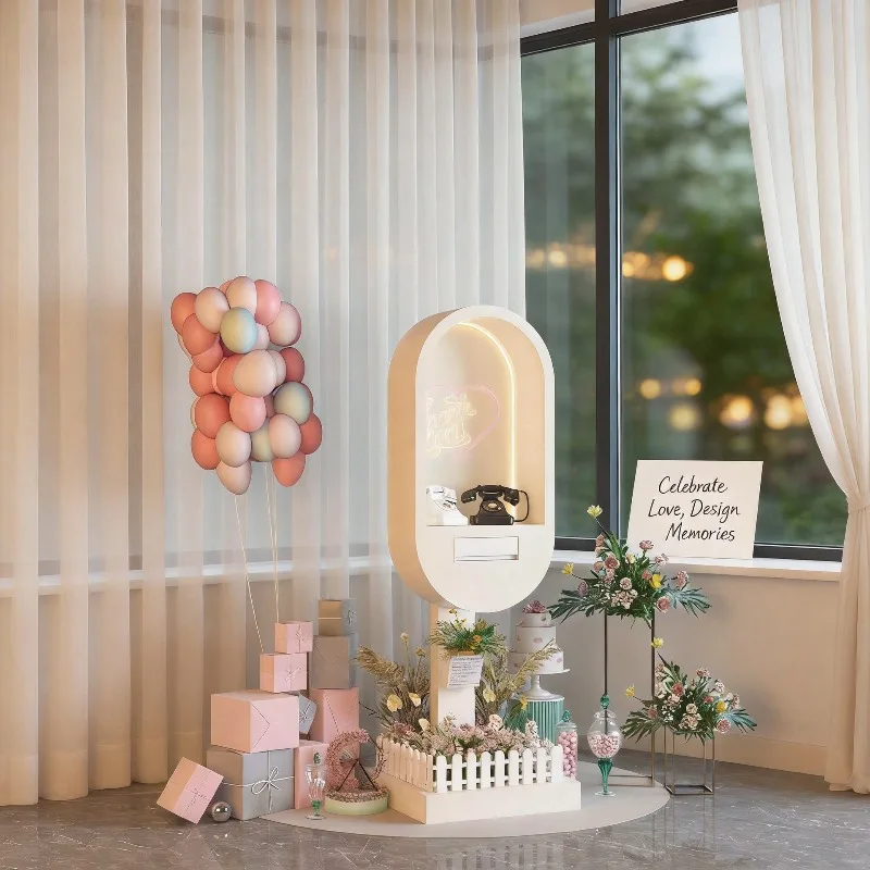 Retro wrought iron wedding phone booth audio walkie-talkie outdoor indoor atmosphere decoration