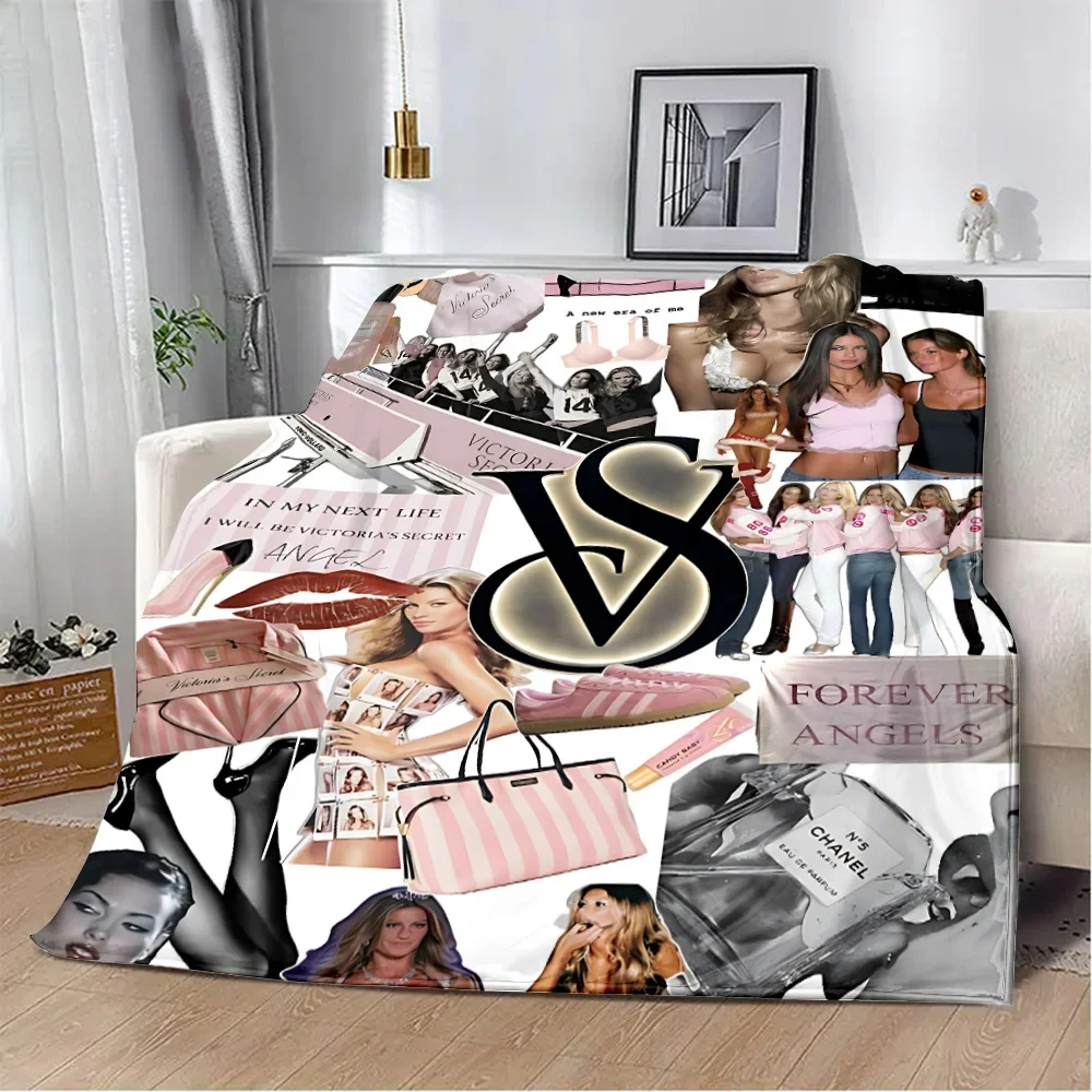 V-Victoria's S-SecretS VS Printed Blanket Picnic Blankets Warm Blanket Soft and Comfortable Blanket Home Travel Birthday New