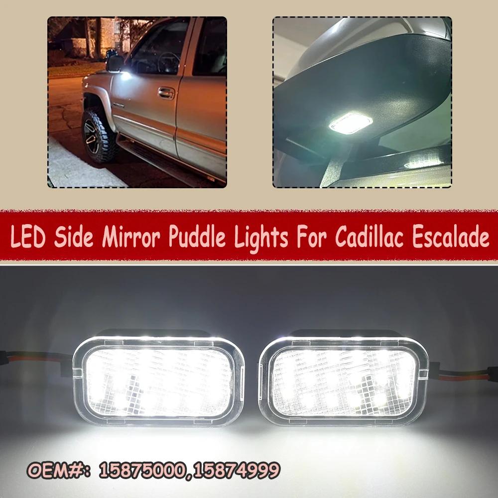 LED Under Mirror Signal Side Marker Light Puddle Light For 2007-2014 Chevy Silverado 2500HD 3500HD Tahoe GMC Yukon Suburban 1500