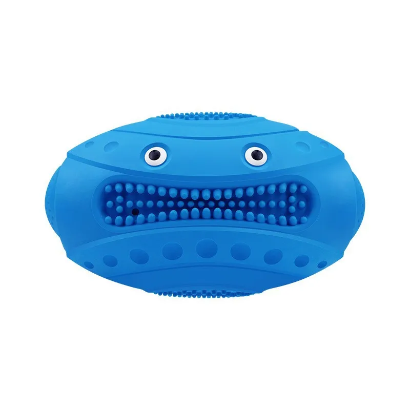 Popular sound-making dog toy Rubber rugby ball is durable and chew-resistant, a teeth-cleaning toy for dogs