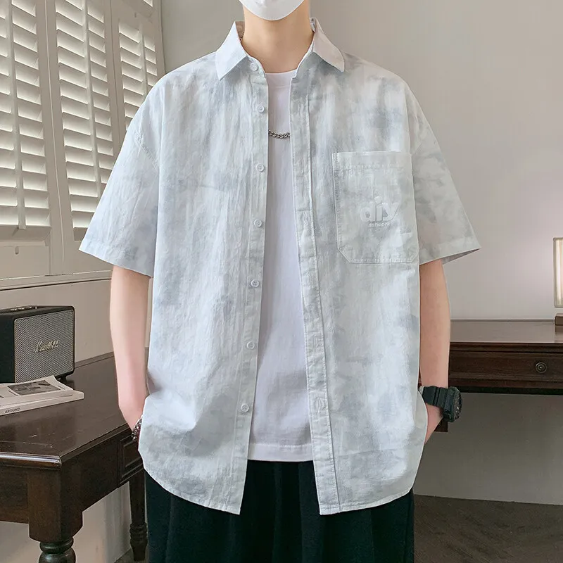 

Pure Cotton Short Sleeve Shirt Men's Summer Thin Style Casual Loose Half Sleeve Boy's Fashion Trend Breathable Button down
