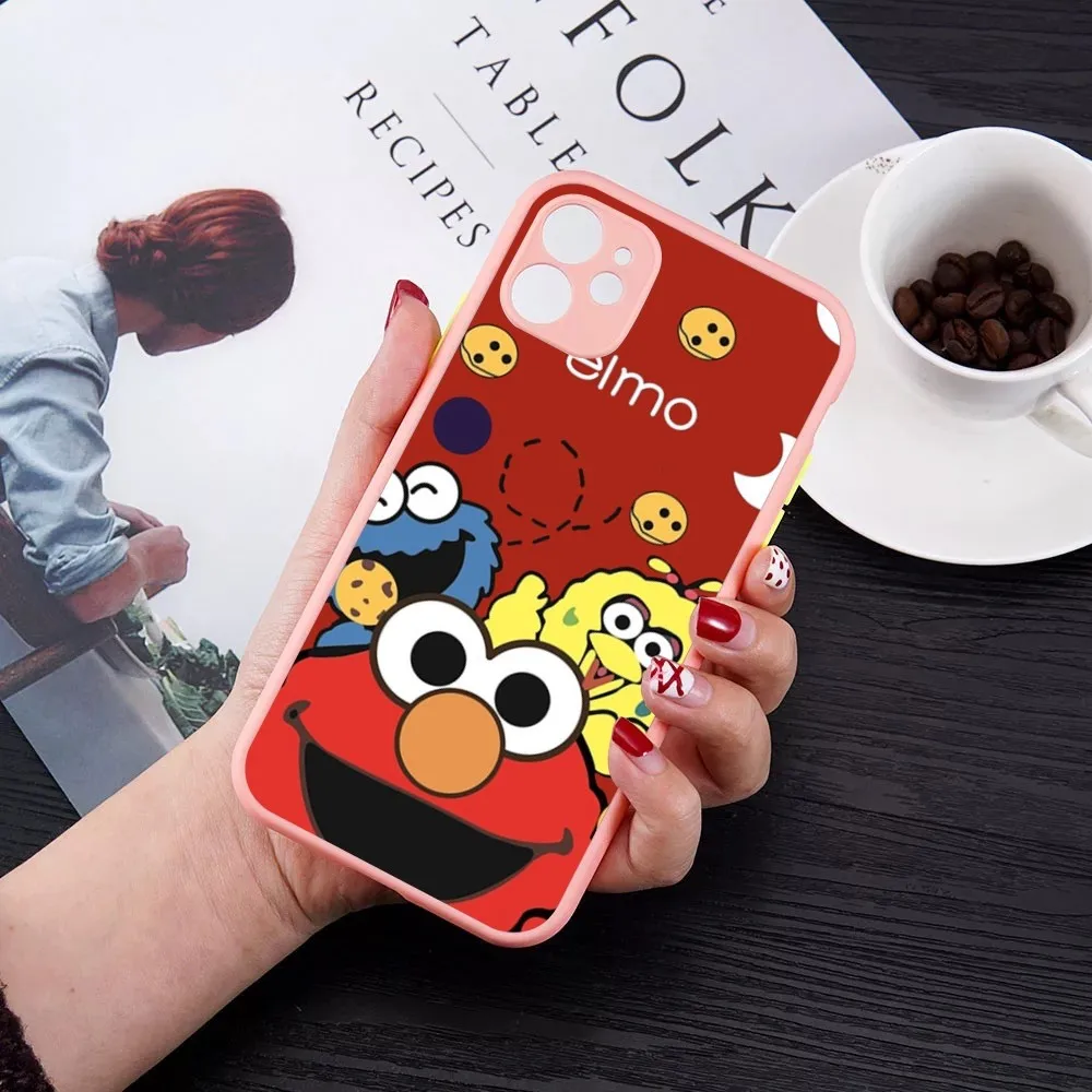 Cute Cookies ELMO Street Phone Case for iPhone 14 11 12 13 Mini Pro Max 8 7 Plus X XR XS MAX Translucent Matte Cover