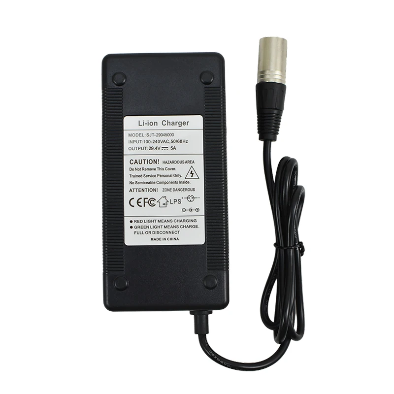 Carregador de bateria de lítio 29.4v 5a para ferramentas elétricas de cadeira de rodas 24v 7 séries bateria de íon-lítio carregamento rápido ventilador de resfriamento embutido