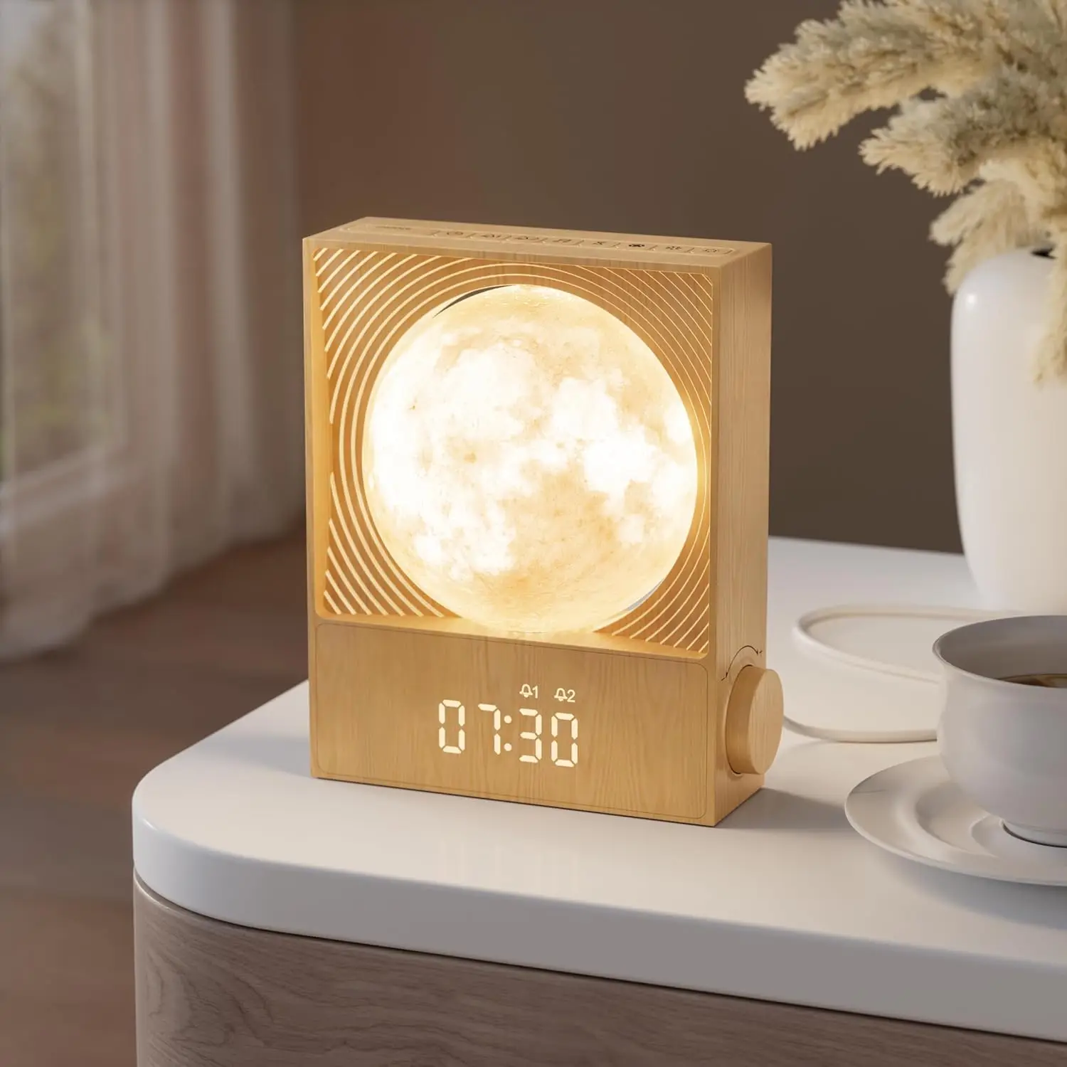 

Sunrise Alarm Clock with Rotatable Moon Light, 10 Color Effects & Nature Sounds for Gentle Wake-Up