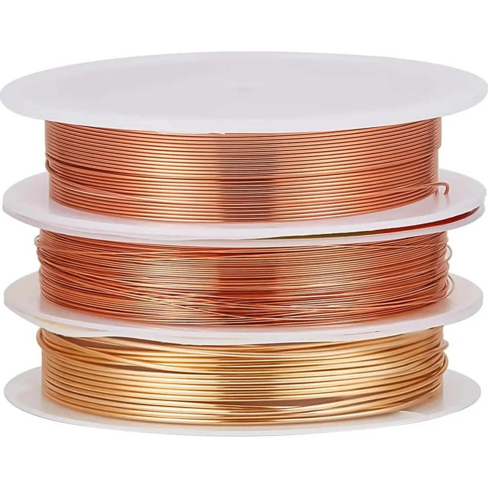 1 коробка, 3 рулона медной проволоки разных размеров, ювелирная проволока, ремесленная проволока с длительным покрытием для изготовления ювелирных изделий и рукоделия