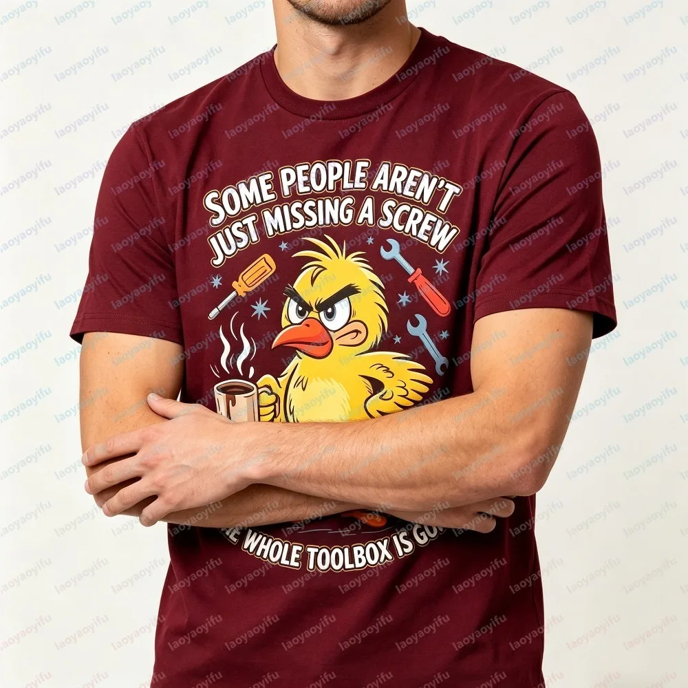 Some People Aren't Just Missing A Screw The Whole Toolbox Is Gone Fashion Men T-shirt Summer Short Sleeve Yellow Bird  graphic