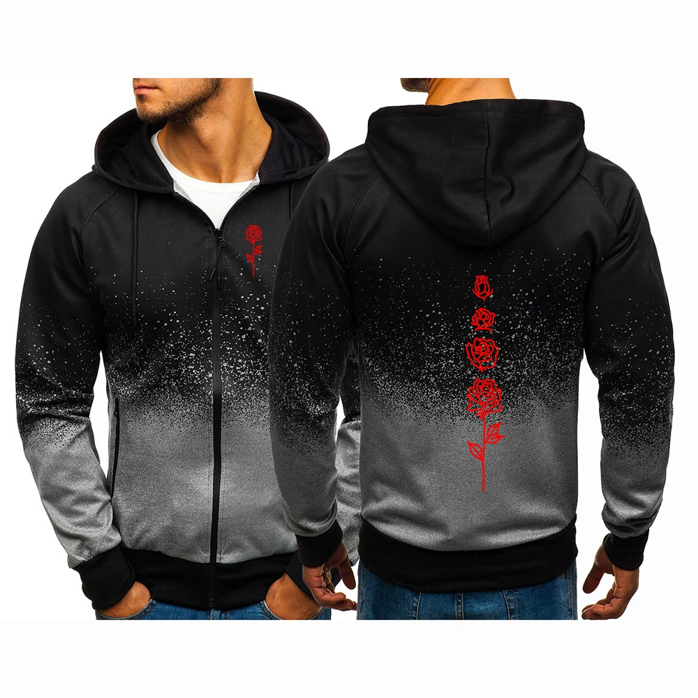 2026 Daily Commute Simple Comfortable Coat Spring Autumn Beautiful Rose Pattern Logo Print No Loss of Texture Hoodies Jacket