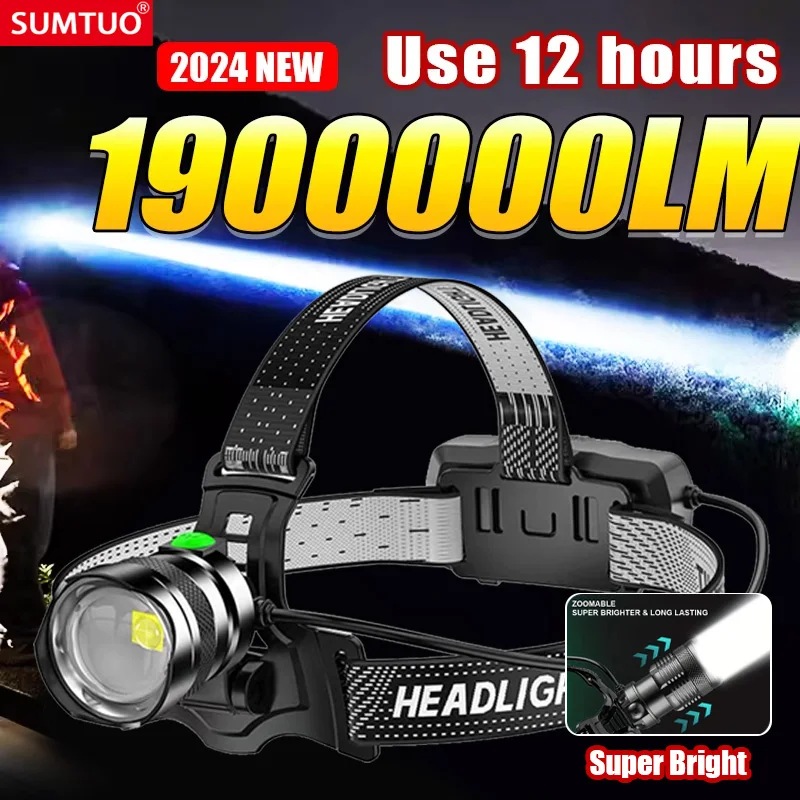 

White Laser Fishing LED Headlamp Sensor XHP70 Headlight with 18650 Battery Flashlight USB Rechargeable Head Lights Torch Lantern