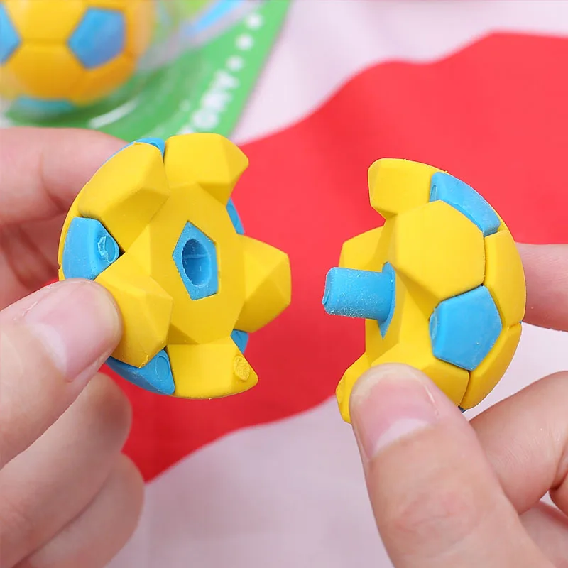 5 groupsNovelty Removable Football Shape Eraser Rubber Erasers Gomme Material Escolar 3D Silgi Borrachas Kawaii  School Supplies