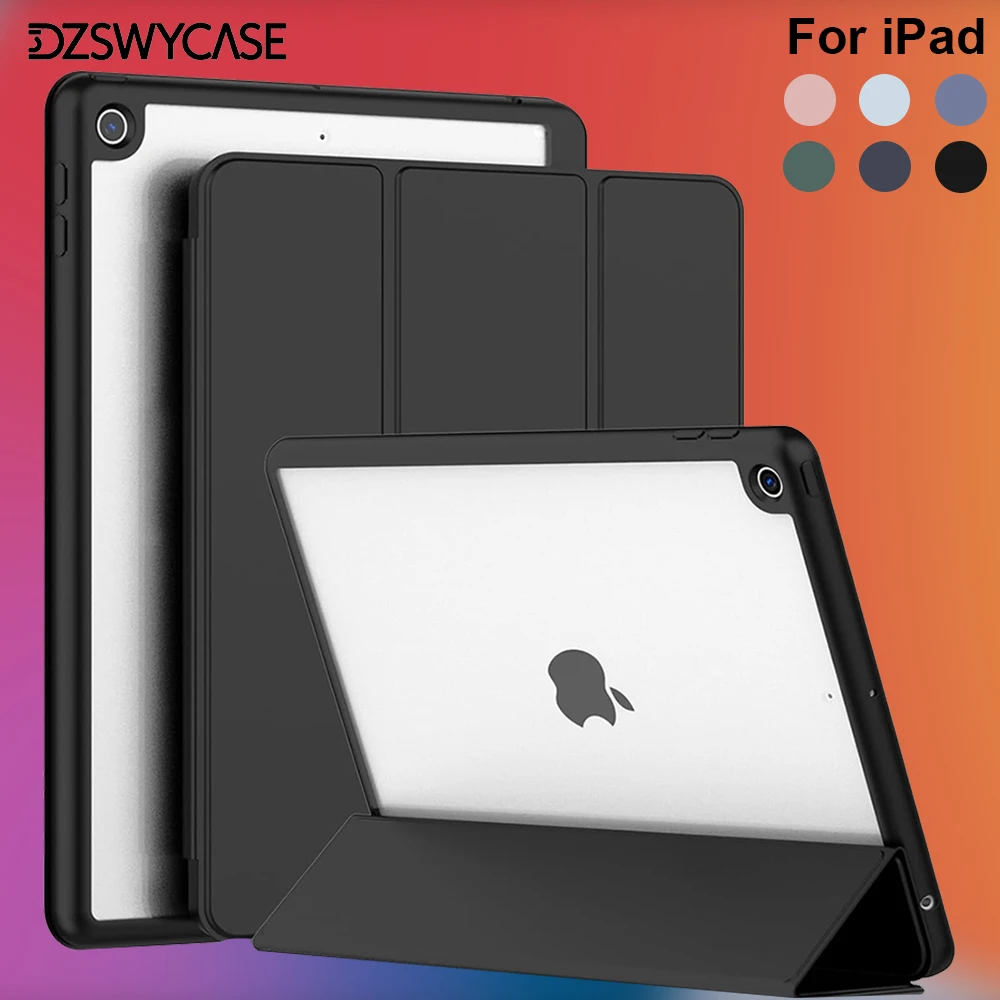 

Чехол для iPad 9/8/7th Gen 10.2, 10/11th Gen A16, 5/6th 9.7, Air 10.9 M3 M2 11,Pro 11 M4, Mini 7/6/5/4 Wake Clear PC Cover