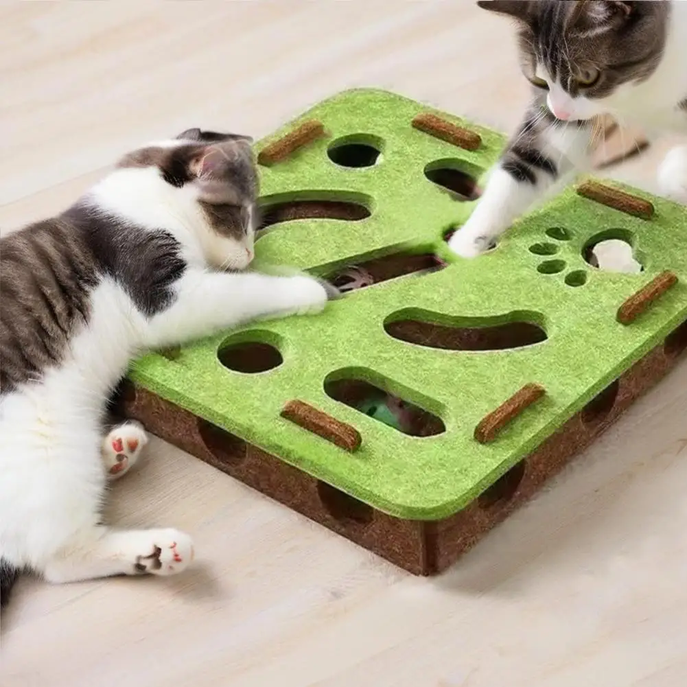 30cm Cat Scratch Puzzle Toy Kittens Self-Play Felt Maze 2 Bell Balls Nail File Scratch Board For Indoor Cats Stimulate Instincts