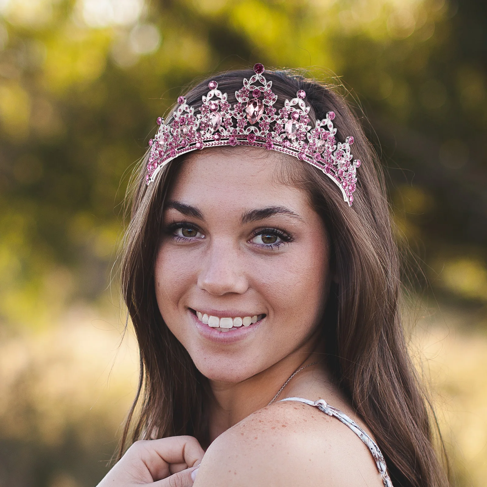 

Rhinestone Crown Headpiece Girls Alloy Prop Tiara For Girls Durable Lightweight Comfortable Elegant Tiara Hair Hoop