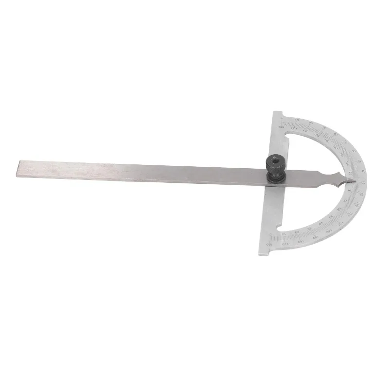 Angle ruler, single arm stainless steel angle gauge, 180 degree adjustable semi-circular indexing gauge, protractor
