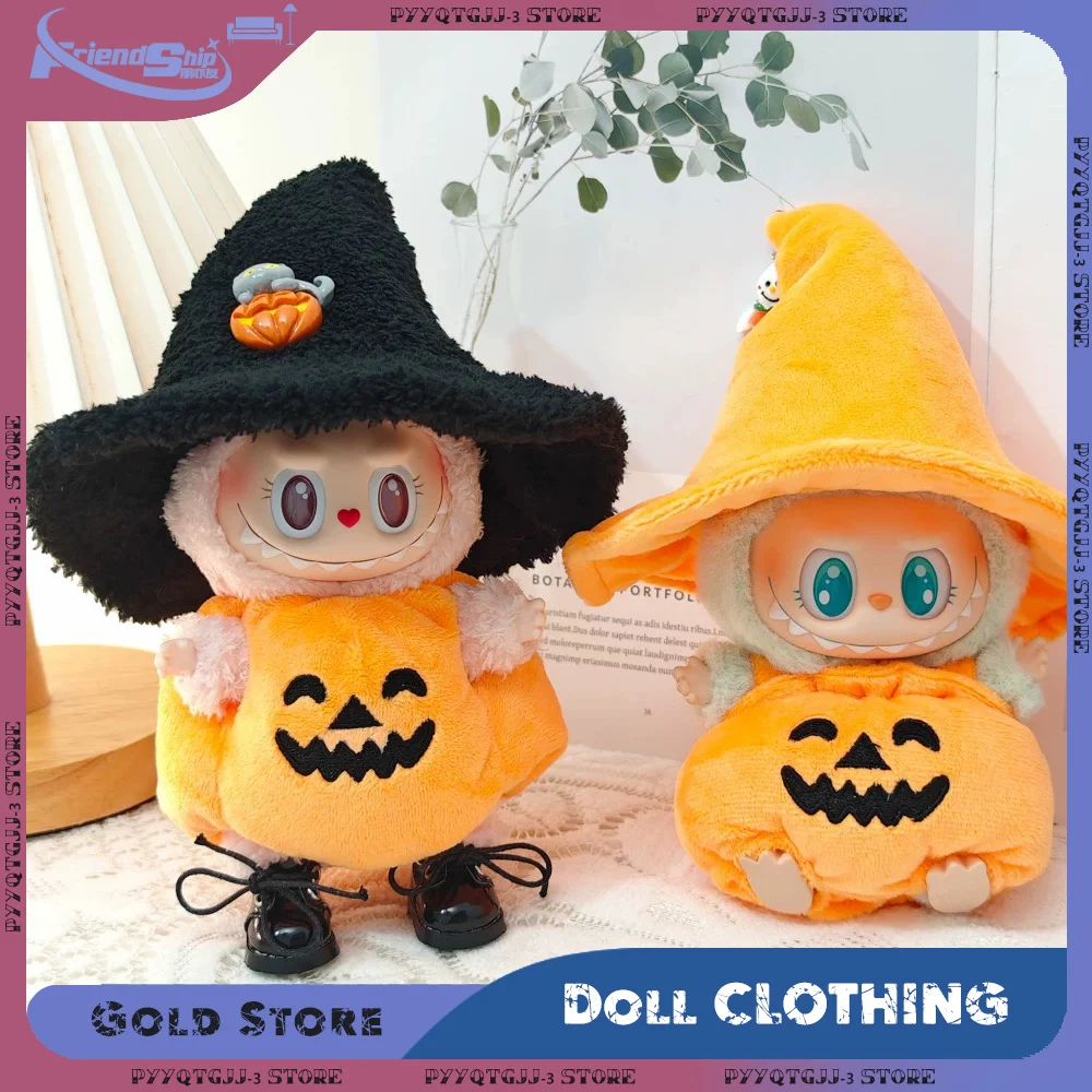 Vêtements pour Labubu, vêtements universels assis sur pied, accessoires de poupée en peluche, vêtements de styliste Labubu, Costume de citrouille d'halloween