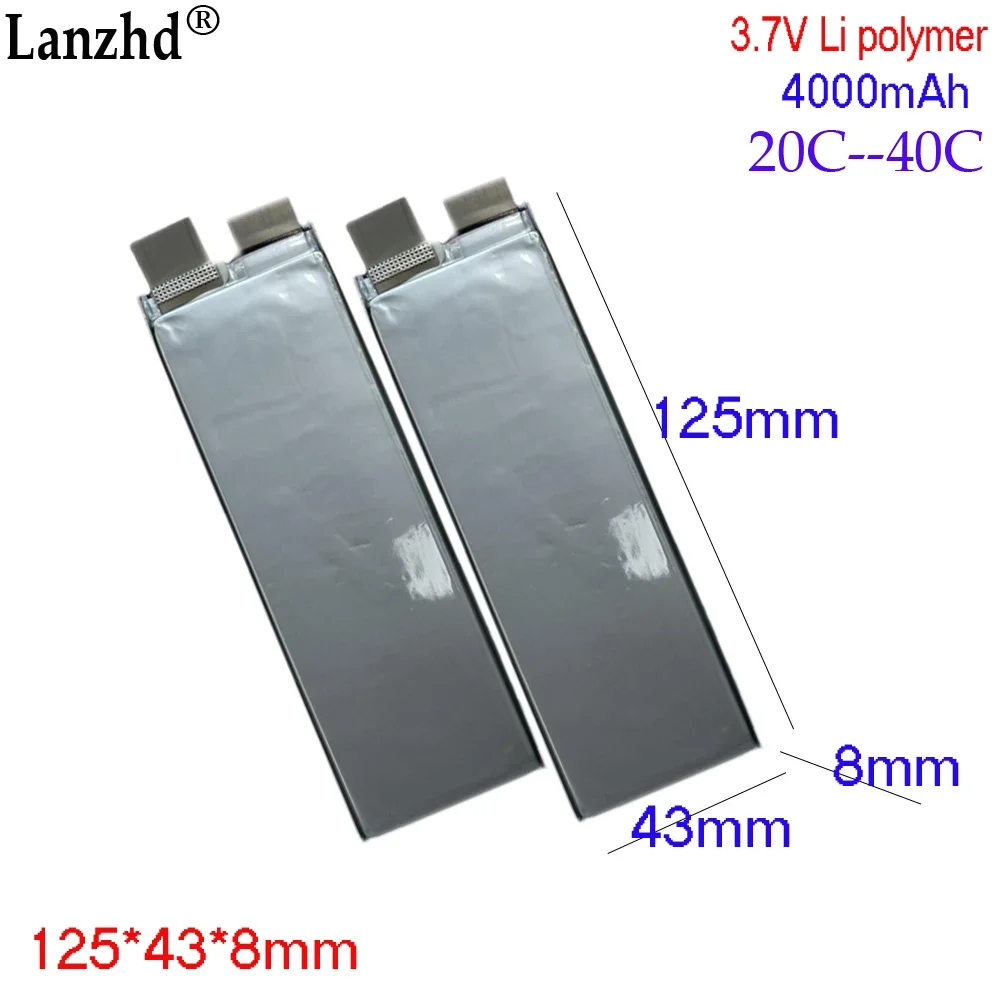 3.7V high-rate polymer lithium battery 4000MAH 20C 40C For discharge emergency car starting power supply 8043125