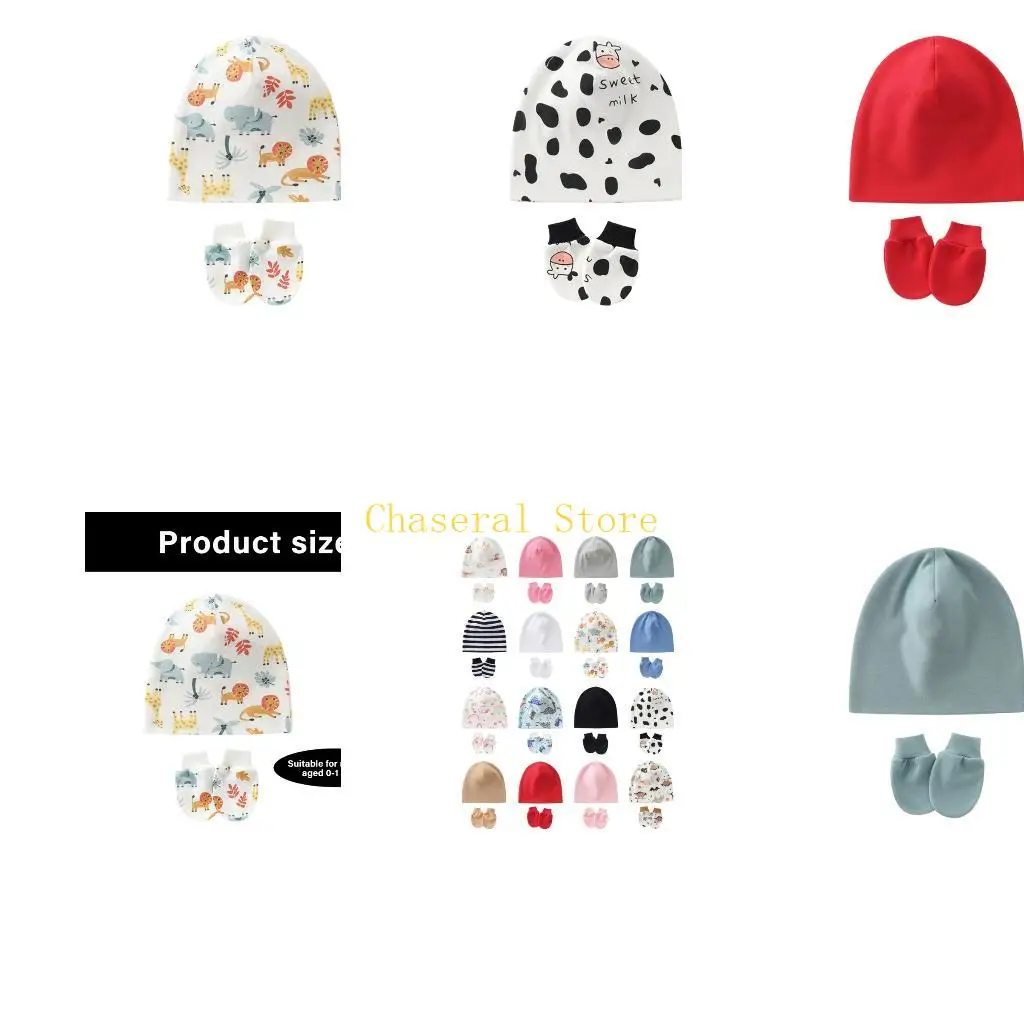 

E7CE Newborns Baby Hat and Mittens Soft Fabric Gentle Skin Friendly Multiple Color