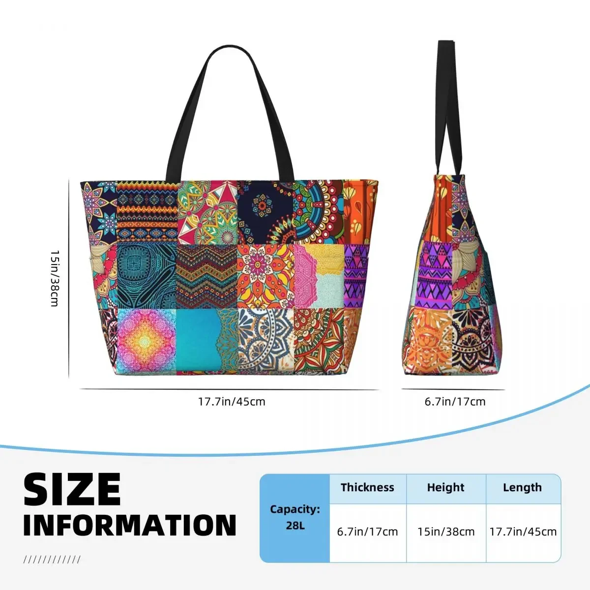 Borsa tote da viaggio personalizzata con stampa etnica patchwork africana da donna Borse per la spesa a spalla con motivi Africa Ankara di grande capacità