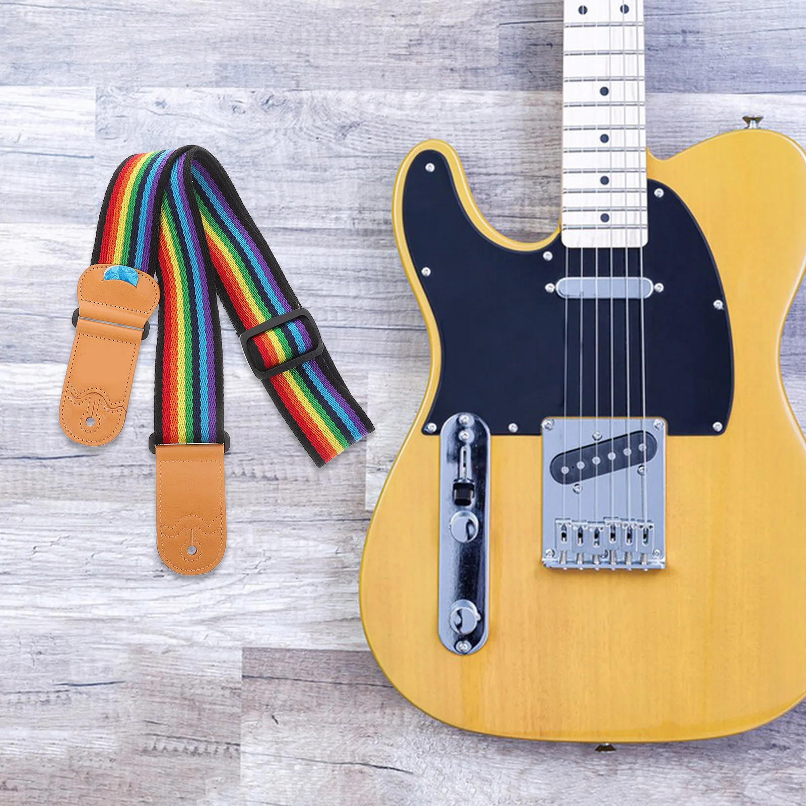

Rainbow Striped Shoulder Straps Creative Guitar Supply Delicate Cute Decor Colorful Electric Belt Acoustic for Men Durable