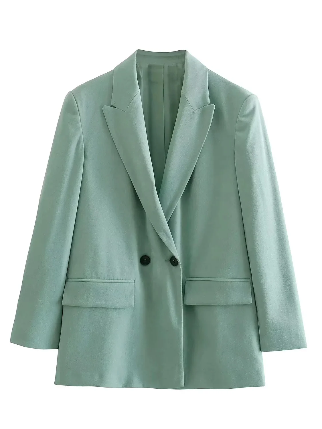 بدلة نسائية بيضاء غير رسمية للتنقل Jaet مزدوجة الصدر فضفاضة تناسب طويلة Sve ملابس عمل متعددة الاستخدامات