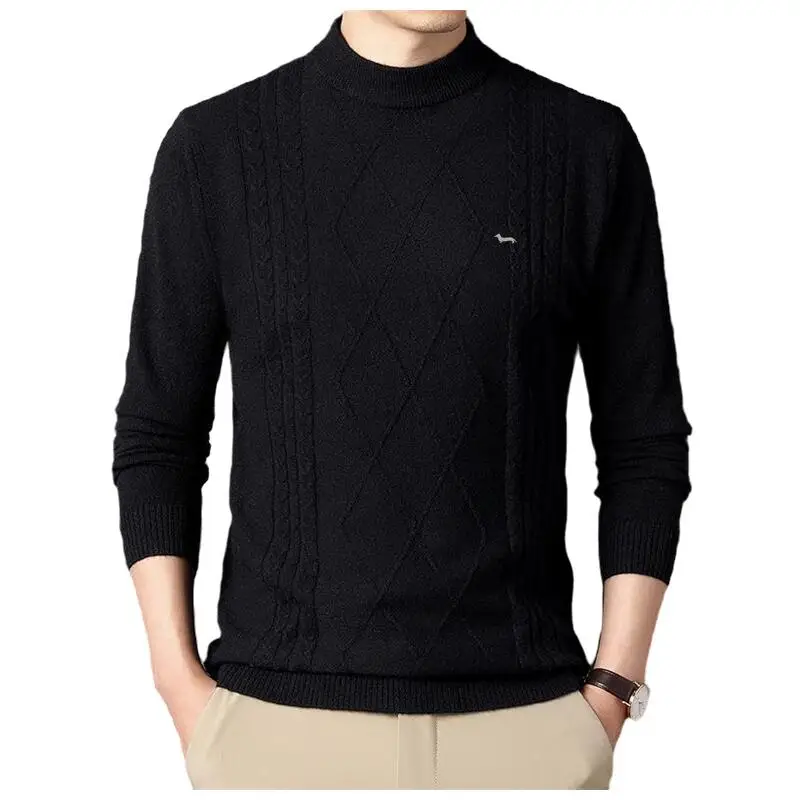 New Men Spring Autumn Polos Knitted Pullovers Jersey 100%Cotton Harmont Embroidery Soft Blaine Solid Keep Warm Sweaters