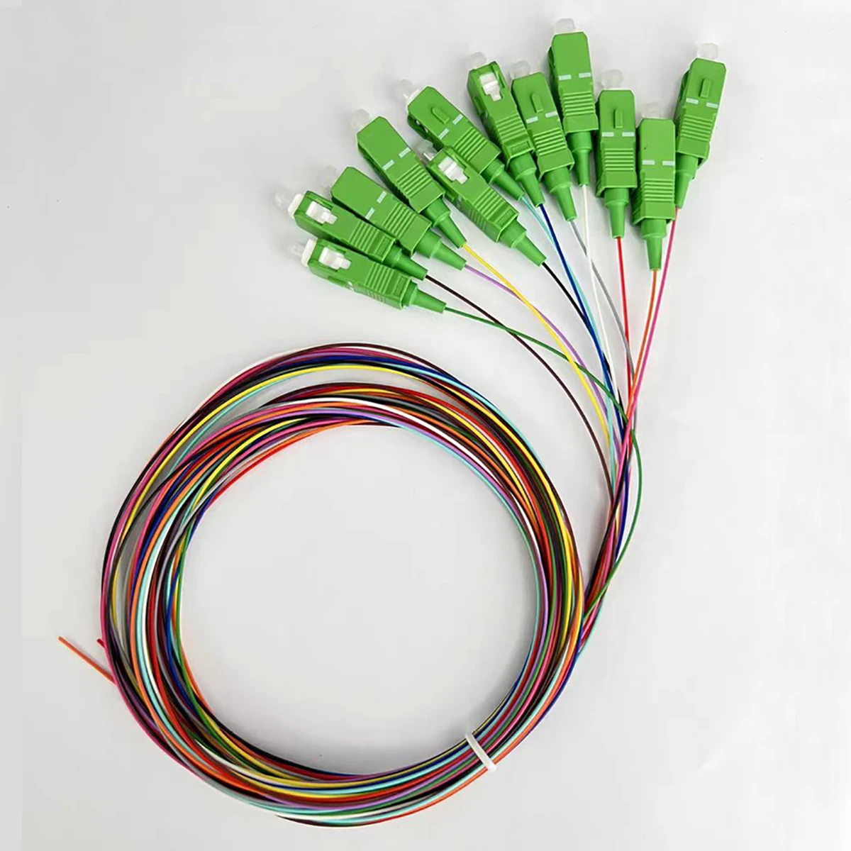 Optical Fiber Pigtail SC/APC 12 Colors Fiber Optic Pigtail 0.9mm Single Mode 1.5M Pigtail Fiber Jumper