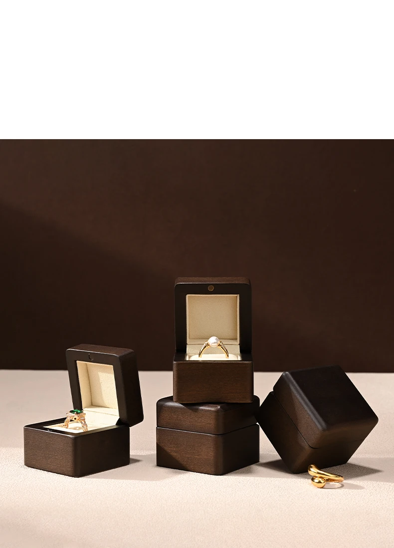 Oirlv Hochwertige Massivholz-Ringaufbewahrungsbox Tragbarer Schmuck-Organizer Ring-Präsentationsbox Festliche Hochzeitsgeschenkbox Vitrine – Detail 13