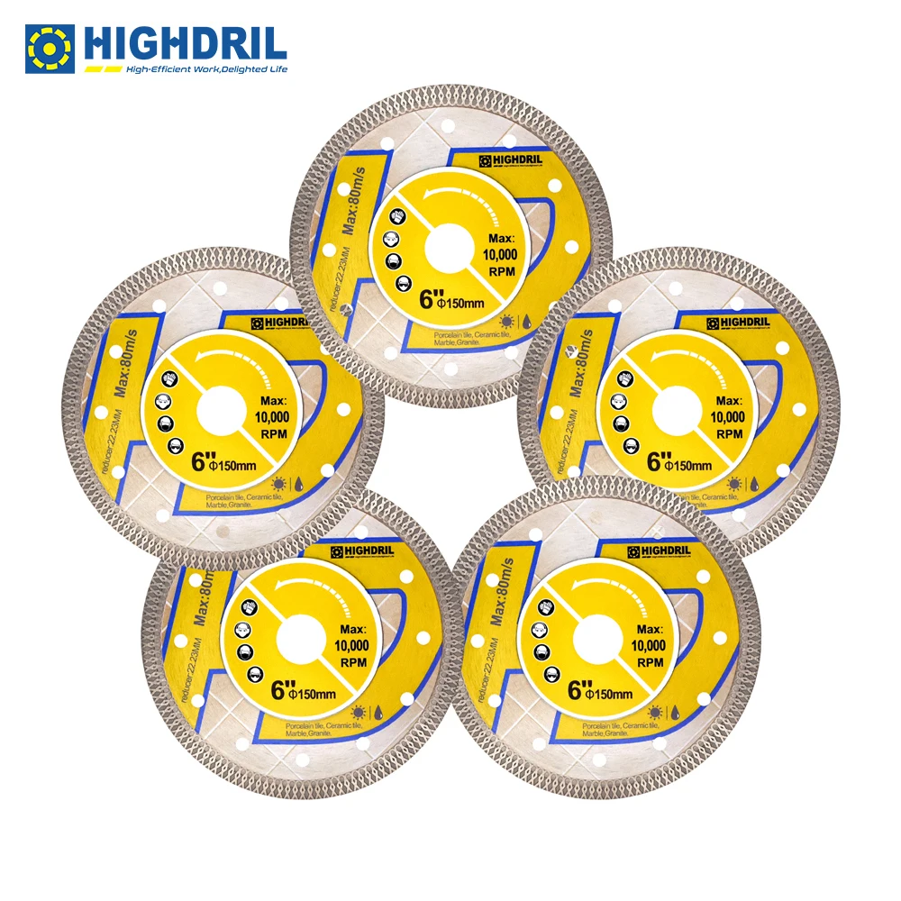 

HIGHDRIL Diamond X mesh Cutting Disc 1/3/5pcs Dia 150mm Cut for Tile Marble Ceramic Granite 6inch Diamond Saw Blade Cut Plate