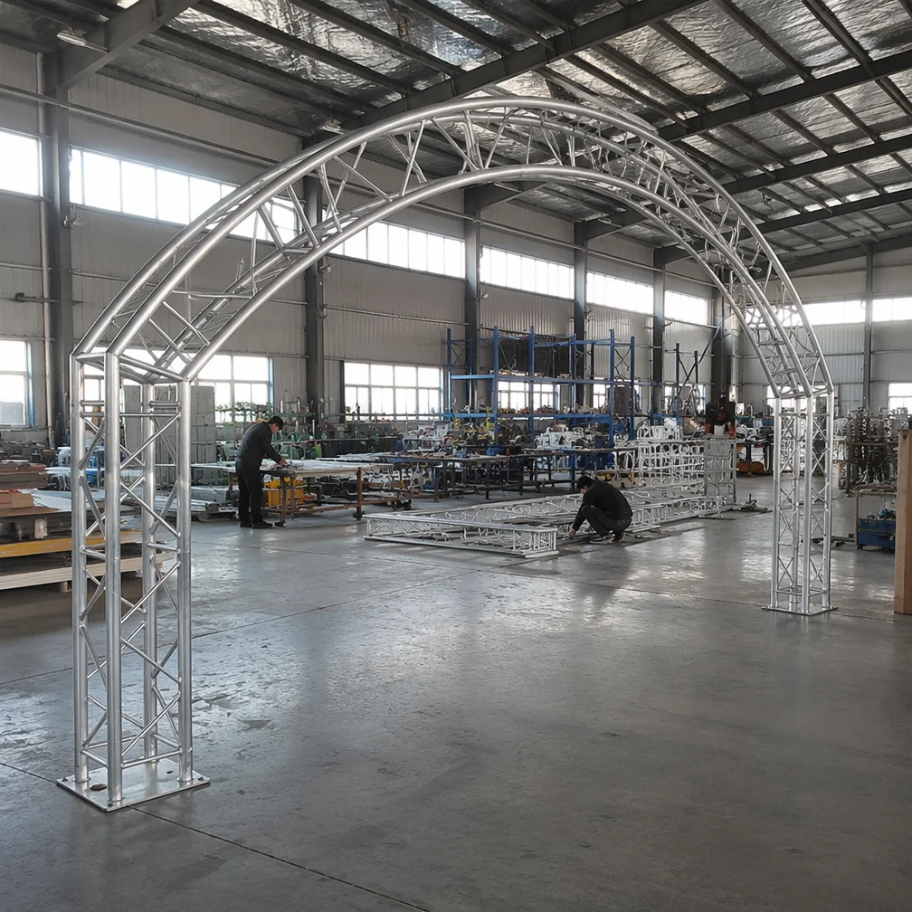 Custom Curved Aluminum Alloy Arch Truss Stage Lighting Rig Stand Wedding Event Exhibition Backdrop Frame Portable Modular Design