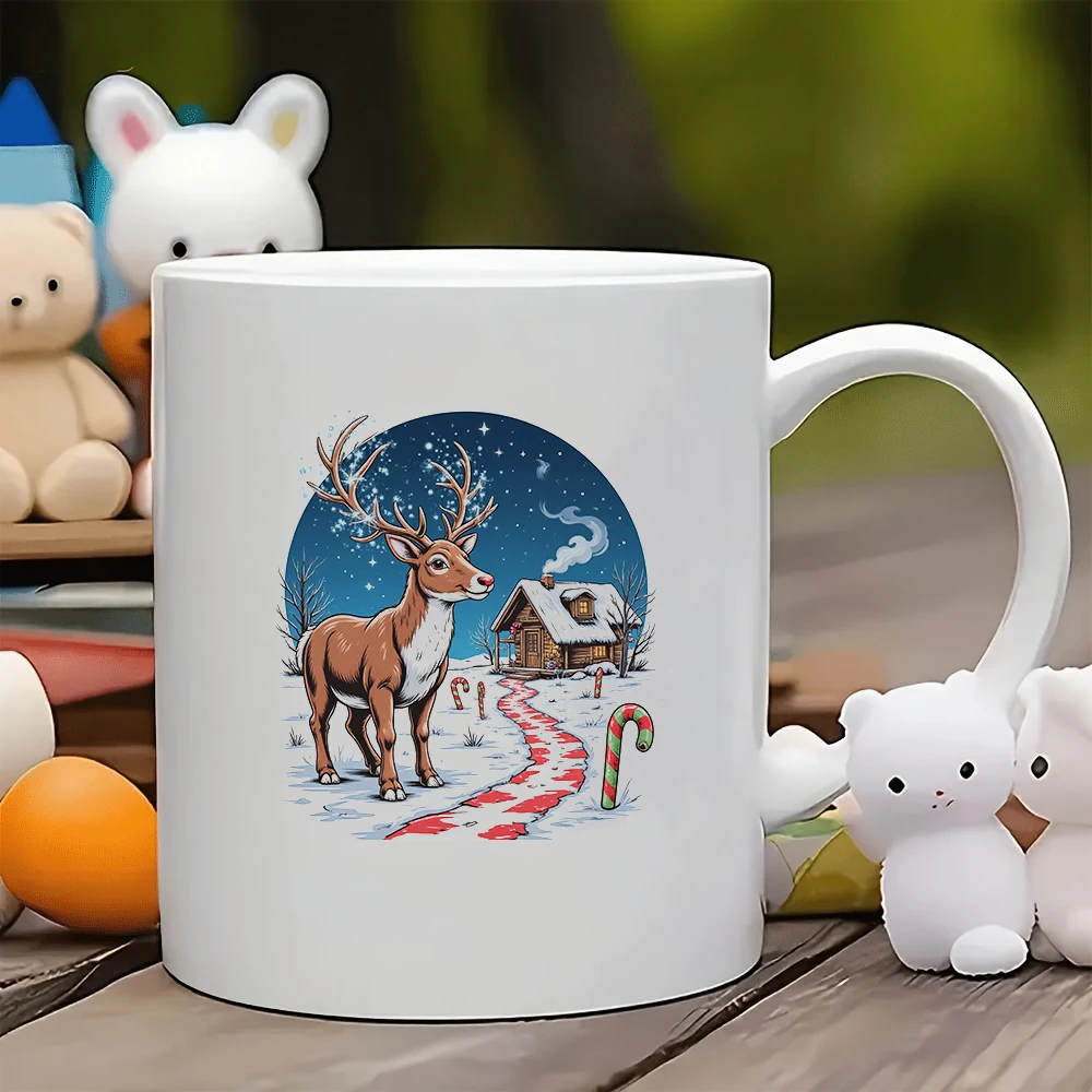 

11oz Cup Cartoon Santa Claus Theme Exquisite Snowflake Decor Festive Atmosphere Beverage Cup Essential for Office and H