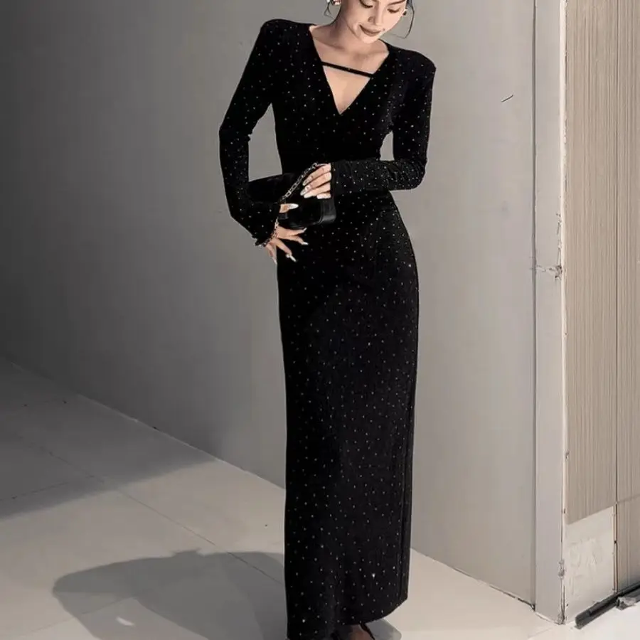 فساتين نسائية على الطراز الكوري أنيقة مخملية على شكل جناح الخفّاش مطوي لطيف فني عتيق مطرز عصري أنيق شبابي #2