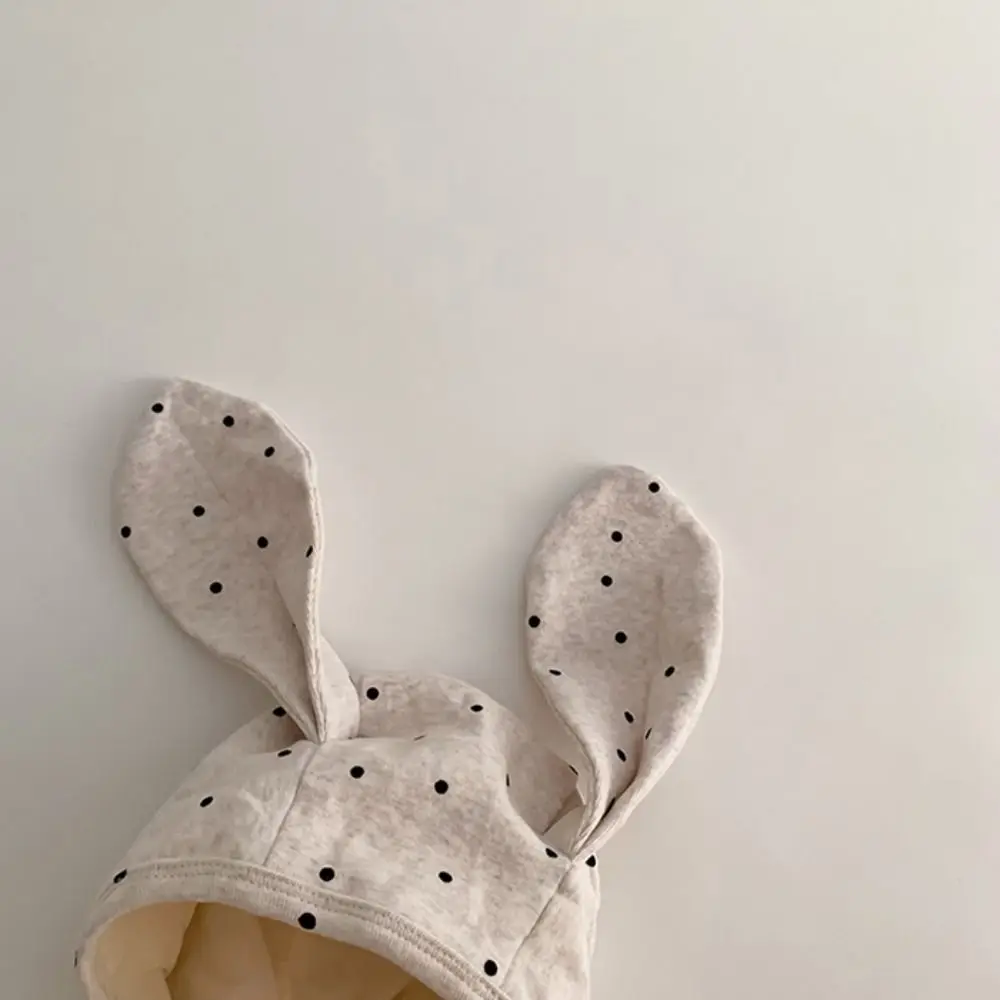 

Cartoon Cute Baby Fetal Cap Cartoon Polka Dot Newborn Rabbit Ear Beanie Hat Tie Strap Soft Infant Bonnet Hat Photography Props