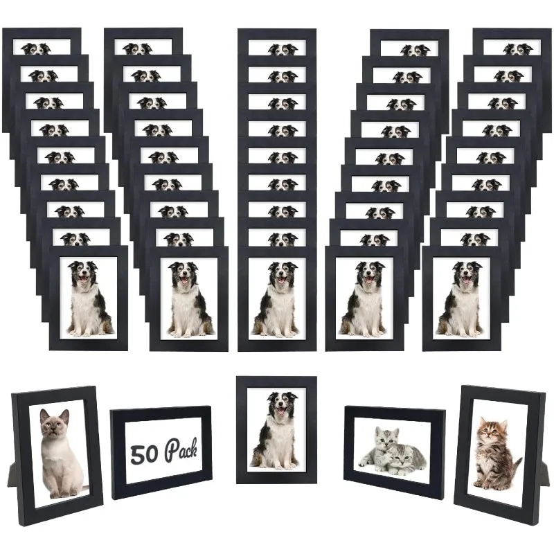 

Set of 50 Picture Frame Bulk Photo Frames with Mat Wall Mounting Simple Photo Frames Multi Picture Frames for Wall or Tabletop,