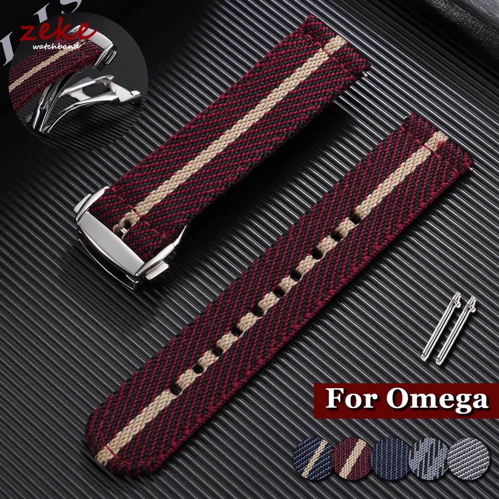20 mm Nylon-Uhrenarmband für Omega-Uhren, gewebtes Canvas-Stoff-Uhrenarmband, Herren-Militär-Sport-Armband mit Schnellverschluss, Ersatzarmband