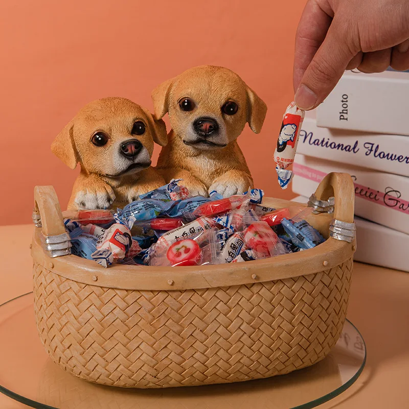 

Creative Puppy Home Decoration Cute Figurine Resin Cat Key Phone Storage Living Room Desktop Ornaments Home Decor
