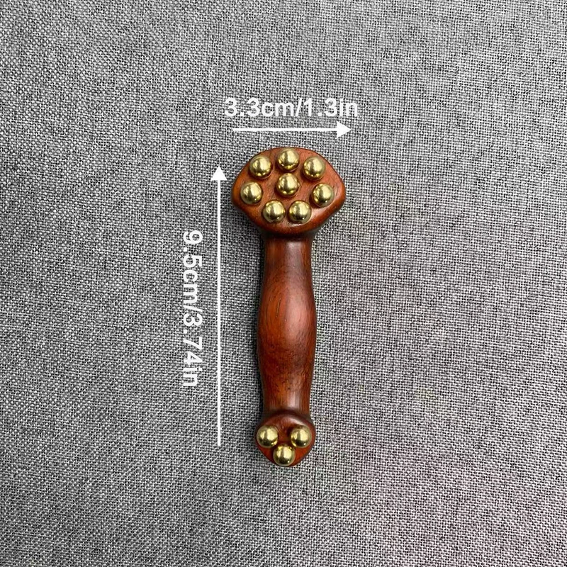 

Double Ended Facial Fascia Lifting Tool With 11 Brass Gold Bead Sandalwood Cheek Eyes Beauty Massage Gua Sha Stick Point Relax