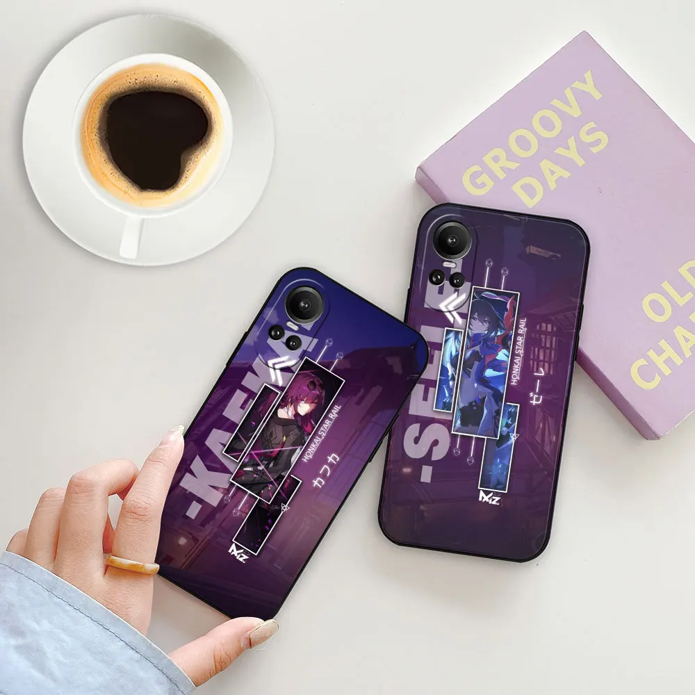 Anime Honkai Star Rail Kafka Phone Case For OPPO Reno 11 11F 10 10X 8 8T 8Z 7 7Z 6 6Z 5 4 Pro Plus 5G Black Soft Silicone Cover