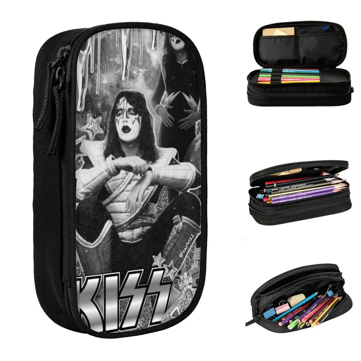 

Spaceman Ace Frehley Kiss Band Pencil Case Double Layer Large-capacity School Accessories Pencilcase Amazing Gift